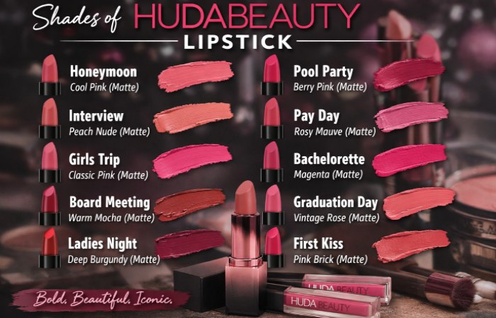 shades of huda beauty lipstick